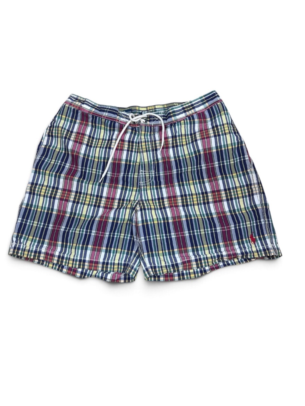 VTG Polo Ralph Lauren Men's Plaid Swim Trunks Board Shorts Lined Size Large